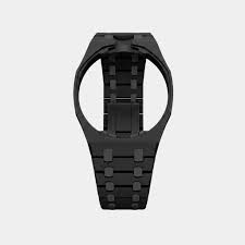 Exploded premium compatible watch adapter kit with straps and protective elements